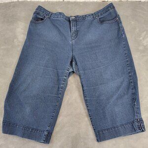 Gloria Vanderbilt Womens Jeans 22W Plus Capri Dark Blue Denim Zip Fly CAP42E
